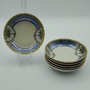 Noritake N3089 Dessert Fruit Berry Bowls Flowers in Urn Yellow Edge M Stamp